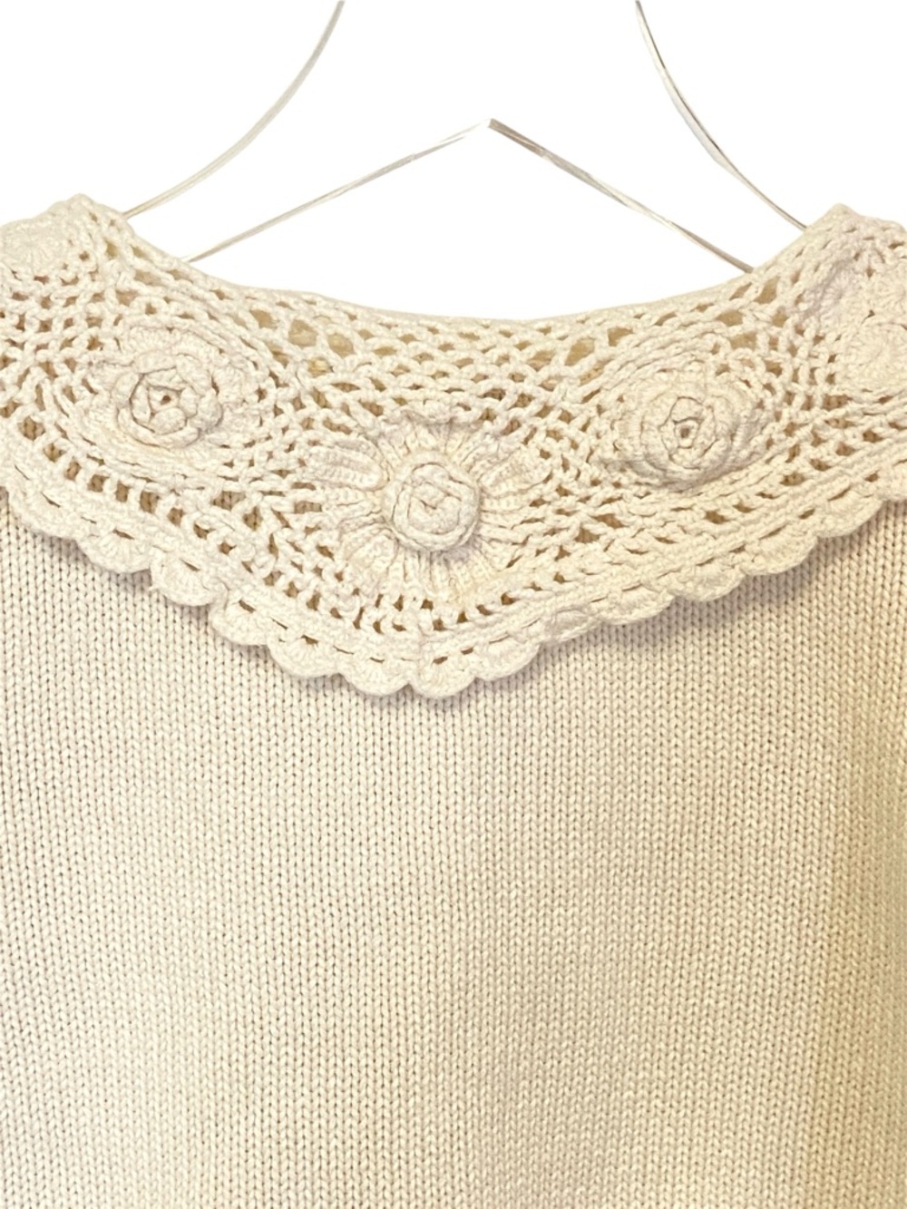 Vintage GAP Crochet Collar Cardigan Peter Pan Button Cottagecore Preppy Small - Picture 6 of 8